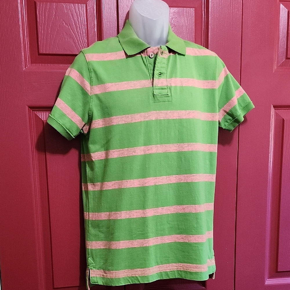 NWOT Mens SzM Camel Vibrant Green and Pink Polo
